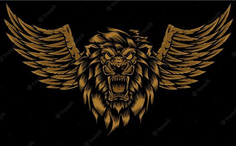 Premium Vector | Angry lion head with wings illustration Lion Wings, Wings Illustration, Angry Lion, Lion Logo, Vintage Nature, Lion Head, Nature Animals, Vector Pattern, Premium Vector