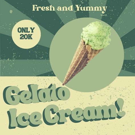 Retro Design Poster, Cream Poster, Ice Cream Gelato, Ice Cream Poster, Gelato Ice Cream, Ice Cream Art, Ice Cream Design, Vintage Ice Cream, Photoshop Design