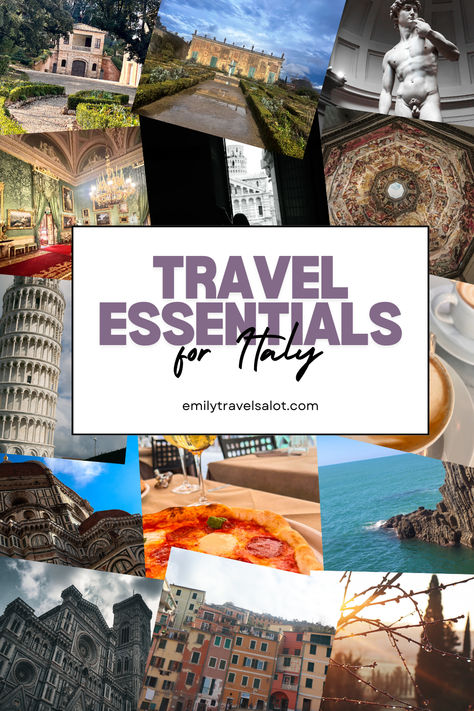 Don't know what to pack for your Italy vacation? We’ve got you covered with a detailed list of travel essentials that every American traveler should bring. 

Learn about the must-have items, including comfortable walking shoes, a reusable water bottle, and a compact travel guide. 

My tips will help you blend in with the locals and enjoy every moment of your Italian adventure without worrying about what you forgot to pack. Check out our full packing guide before you go! Italy Packing List, Italy Packing, Ideas For Traveling, Traveling To Italy, Places To Visit In Italy, Things To Do In Italy, Travel Visa, Solo Travel Tips, Packing Guide