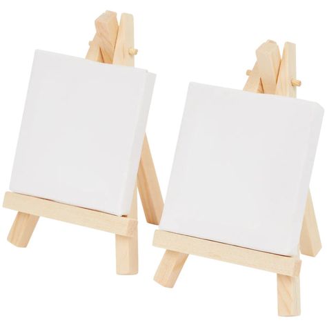 Tiny , cute set of Stretched Canvas to create miniature paintings with easel stand included.  Miniature size cloth canvas made of 100% cotton.  Suitable for all types of paint FSC®-certified wood: responsible wood Bring out your creativity and create a small painting on the accompanying easel. Size : 7cm x 7 cm (approx 3 x 3 inches) Back to our shop for more art supplies, paints , tools and art sets :  https://www.etsy.com/shop/LakhwairaCrafts?ref=seller-platform-mcnav Mini Toile, Wood Easel, Miniature Paintings, Easel Stand, White Blank, Small Canvas, Types Of Painting, Cute Sets, Small Paintings