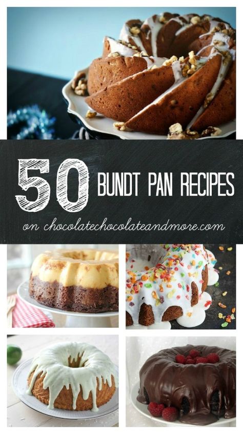 50 Bundt Pan Recipes Bundt Pan Recipes, Bundt Recipes, Buttermilk Pound Cake, Bundt Cake Recipes, Recipes For Desserts, Gateaux Cake, Recipes Chocolate, Sugar Cake, Bundt Cakes Recipes