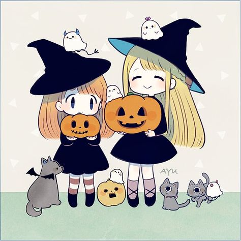 αyu on Twitter: "🎃👻🌙… " Anime Ghost, Anime Witch, Anime Halloween, Halloween Tags, Chibi Girl, Halloween Drawings, 5 Anime, Kawaii Halloween, Wow Art