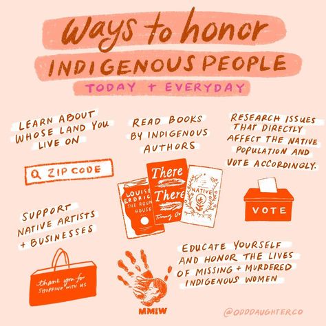 Odd Daughter / Katie Hart’s Instagram photo: “In light of tomorrow's holiday, I thought I'd share some ways to honor Indigenous people. 1. Learn about the people whose land you live…” Land Back Indigenous, Indigineous Peoples Day, Indigenous Peoples Day Quotes, Decolonize Thanksgiving, Indigenous Creators, Happy Indigenous Peoples Day, National Indigenous Peoples Day, Multicultural Classroom, Today I Am Grateful