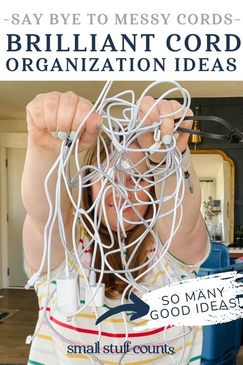 How To Store Wires And Cables, Organising Cables And Chargers, Extra Cord Storage, Cord And Cable Organization, Diy Cord Organizer Cable Management, Cable Cord Organization, Bungee Cord Storage Organizing Ideas, Phone Cord Storage, Usb Storage Organization