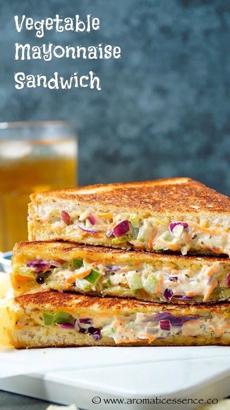 Veg Mayonnaise Sandwich Recipe | Mayo Sandwich | Grilled Mayo Sandwich - Aromatic Essence Veg Mayonnaise Sandwich, Mayonnaise Sandwich Recipe, Vegetable Sandwich Recipes, Snacks Indian, Chilli Cheese Toast, Sandwich Recipes For Kids, Sandwich Recipes Indian, Mayonnaise Sandwich, Mayo Sandwich