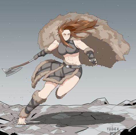 Female Barbarian Character Design, Female Viking Art, Dnd Barbarian, Barbarian Art, Female Barbarian, Dark Paladin, Physique Goals, Barbarian Woman, Fantasy Fighter