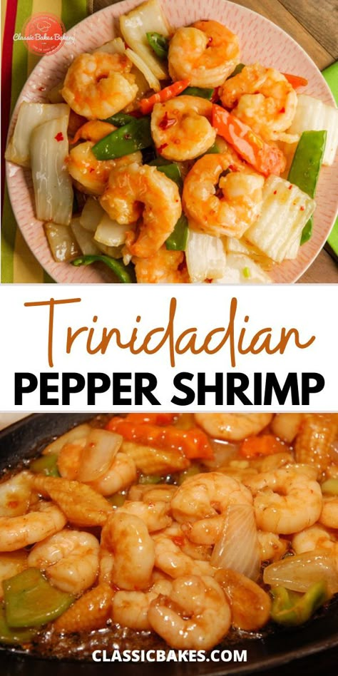 Pepper Shrimp Recipe, Seafood Delight, Trinidadian Recipes, Spicy Seafood, Trinidad Recipes, Carribean Food, Pepper Shrimp, Trini Food, Jamaican Dishes