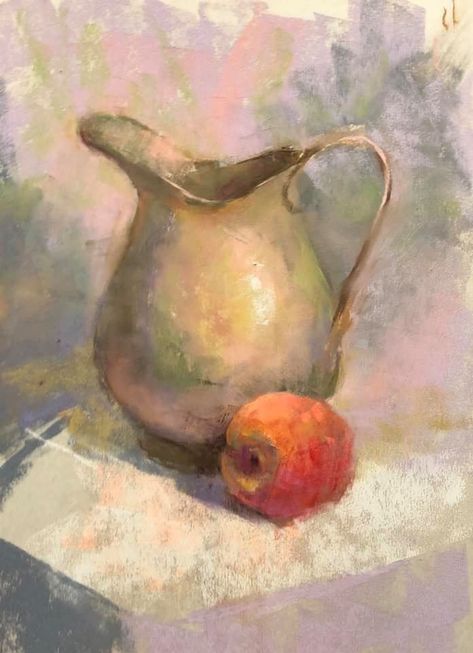 Still Life Landscape, Still Life In Oil Pastels, Pastel Still Life, Still Life Oil Pastel, Still Life Pastel Drawing, Oil Pastel Still Life, Still Life Pastel Painting, Pastel Still Life Paintings, Soft Pastel Still Life