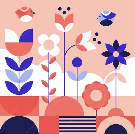 Geometric Vector Illustration, Geometric Flowers Illustration, Flowers Flat Illustration, Flower Geometric Design, Flat Geometric Illustration, Flower Geometric Illustration, Abstract Shape Illustration, Geometric Plant Illustration, Geometric Flower Design