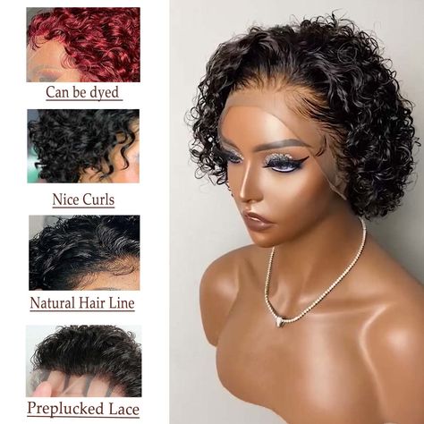 1.Hair Material: 100% Human Hair 2.Wig Type: 13x1 Lace Frontal Human Hair Wig 3.Hair Length: Curly Pixie cut 6 inch 4.Texture : Curly Pixie Cut 5.Lace Type : High quality Swiss Lace 6.Wig Cap Size:22.5 inch, and 21-23 inch adjustable with the elastic strips. 7.Can Be Bleached or restyled with heat. 8.Return Policy :We support refunds without reason within 30 days, and exchange policies. If you have any questions , just feel free to send massage to us, we solve the problem within 24 hours. Short Curly Pixie Cut, Curly Pixie Cut, Short Curly Pixie, Human Lace Wigs, Curly Lace Wig, Curly Pixie Cuts, Curly Bob Wigs, Short Human Hair Wigs, Curly Pixie