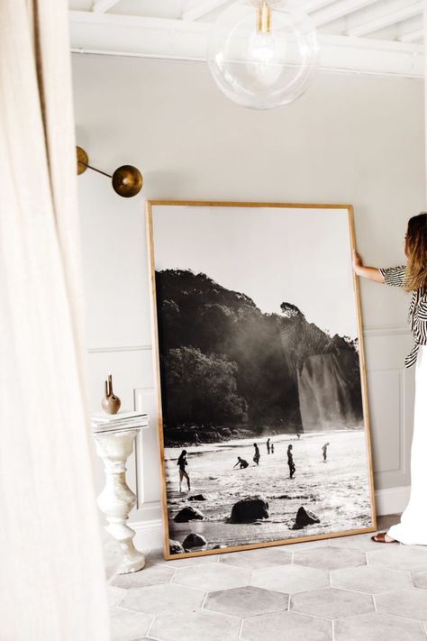 Large bw poster of cathedral cove Kara Rosenlund, Extra Large Artwork, Large Artwork, Oversized Wall Art, House And Home Magazine, Cheap Home Decor, Wall Art Living Room, How To Style, 인테리어 디자인