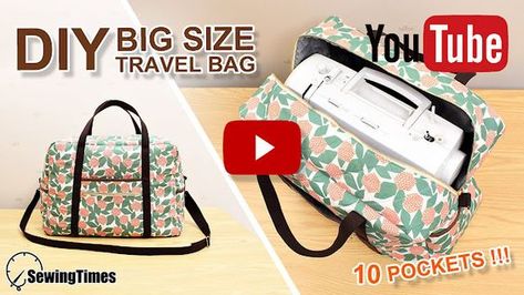 DIY Sewing Machine Carrying Case Travel Bag Sewing, Big Travel Bag, Fabric Art Diy, Sac Diy, Sewing Pattern Shop, Sewing Machine Cover, Bag Pattern Free, Costura Diy, Sewing Tutorials Free