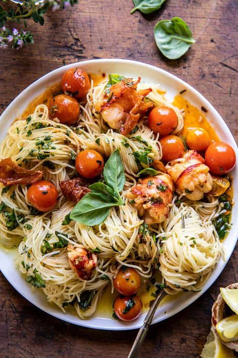 Brown Butter Lobster Pasta with Burst Cherry Tomatoes | halfbakedharvest.com Burst Cherry Tomatoes, Butter Lobster, Lobster Pasta, Half Baked Harvest Recipes, Cherry Tomato Sauce, Cherry Tomato Pasta, Lobster Recipes, Harvest Recipes, Half Baked