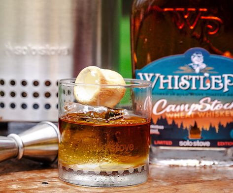 S'Mores Maple Old Fashioned Campfire Cocktail Recipe | WhistlePig Whiskey Smores Old Fashioned Cocktail, Campfire Old Fashioned Cocktail, Whistlepig Whiskey, Angostura Bitters Cocktails, Maple Old Fashioned, New York Sour, Bourbon Sour, Recipe Paper, Cherry Cocktail