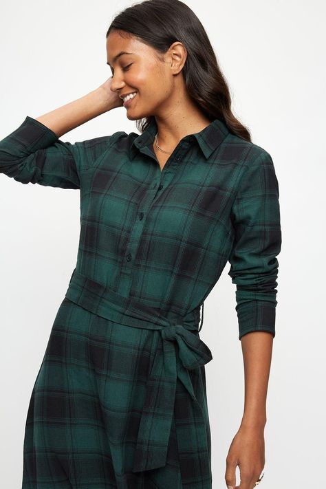 Olive green shirt dress