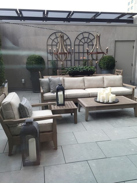 Restoration Hardware Outdoor Furniture, Backyard Refresh, Restoration Hardware Outdoor, Restauration Hardware, Restoration Hardware Home, Patio Projects, Front Courtyard, Outdoor Living Design, Backyard Furniture