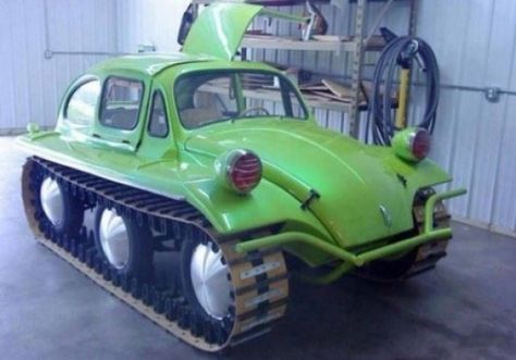 Top 10 Snowproof Trucks and Cars With Tank Tracks Vw Beetle Custom, Auto Humor, Track Vehicles, Combi Volkswagen, Vw Vintage, Vw Bugs, Vw Porsche, Vw T1, Weird Cars