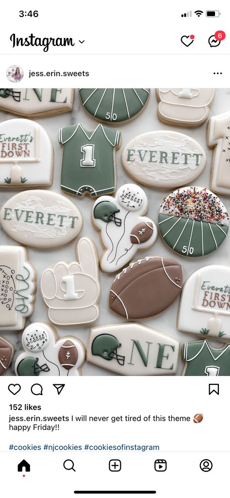 First Down Birthday Cookies, First Year Down Cookies, First Down Football Birthday Party, First Down Birthday, Birthday Party Cookies, Football First Birthday, First Birthday Cookies, Football Cookies, Party Cookies