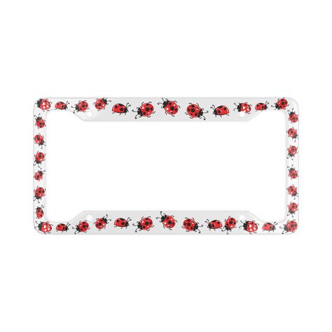 "There are too many boring license plate frames.   Be unique and different, and brighten up your car with this delightful ladybugs license plate frame!  These adorable little critters will bring a smile to your face and catch everyone's attention on the road.  Stand out from the crowd with this playful and eye-catching frame that adds a touch of charm to your car.  This adorable ladybugs frame is the perfect gift for garden enthusiasts or anyone looking to add a dash of whimsy to their ride.  Spread positivity and good vibes wherever you go with these charming ladybugs by your side! Made with high-quality aluminum, this license plate frame is durable and easy to install.  The front has full color decoration in a matte finish.  The frame comes with pre-drilled holes for easy installation an Cute License Plates, License Plate Frame Aesthetic, Car License Plate Ideas, Cute Front License Plate Ideas, License Plate Frame Ideas, Cute License Plate Cover, Car License Plate Frame Aesthetic, Red Car Decor, Beachy Car