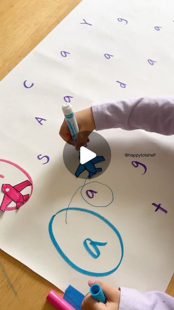 Fynn Sor | Happy Tot Shelf on Instagram: "Transform letter learning into an adventure with our A is for Airplane Tracking activity! ✈️ Watch as your little one guides the airplane, honing fundamental early learning skills like letter recognition, visual tracking, and pre-writing. The large surface promotes gross motor skills and coordination. 
🔠 Perfect for ages 2 to 4. 
❤️ Looking for more fun learning activities to engage your little ones at home? Join us in The Happy Learners’ Club! As a member, you’ll unlock a world of fun learning resources sent to you every month. 
⭐️ Want in on the joyful learning adventure? Drop a cheerful ‘join THLC’ below, and I’ll send over the details! Let’s make learning a joy for your kids and a breeze for you! 

#learningisfun #handsonlearning #toddleractiv Outdoor Letter Activities For Preschool, Activities For Letter A Kindergarten, Activity For Pre Nursery Kids, Letter Activities For Toddlers, Around The World Activities For Kids, Letter A Activities For Toddlers, Letter A Activity, Airplane Activities For Kids, Letter Activities Kindergarten