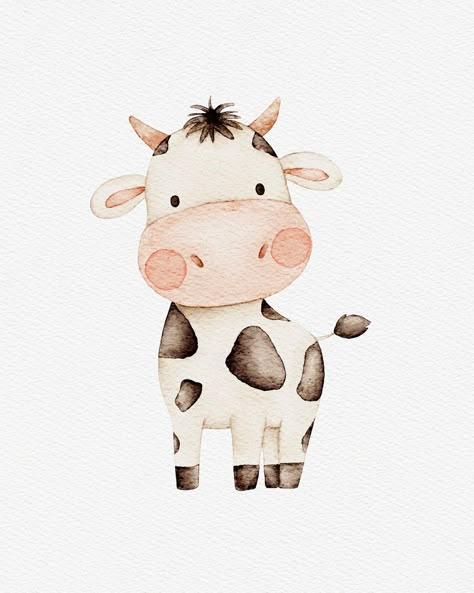 Vanya Vasileva | 𝑊𝑎𝑡𝑒𝑟𝑐𝑜𝑙𝑜𝑟 🐮 𝑖𝑛 𝑃𝑟𝑜𝑐𝑟𝑒𝑎𝑡𝑒… . . . #procreatebrushes #procreatewatercolor #procreateart #procreatedrawing #procreateillustration #cuteart… | Instagram Swaddle Pattern, Animated Cow, Preschool Farm, Animal Baby Room, Farm Animal Art, Cow Drawing, Cow Illustration, Bunny Watercolor, Baby Animal Drawings