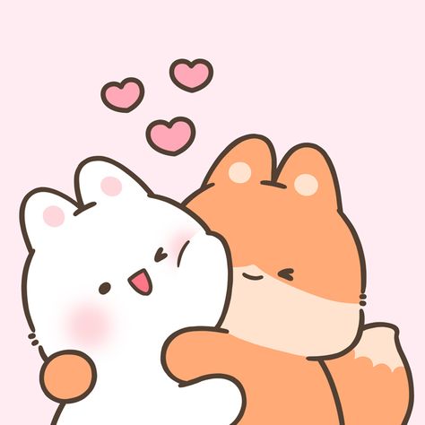 Cute Bunny Couple Drawing, Cute Animal Friends Drawing, Bff Pictures Drawing, Cute Bunny Icon, Cute Bunny Couple, Be A Good Friend, Bunny Cartoon, Cute Bunny Cartoon, Fox And Rabbit