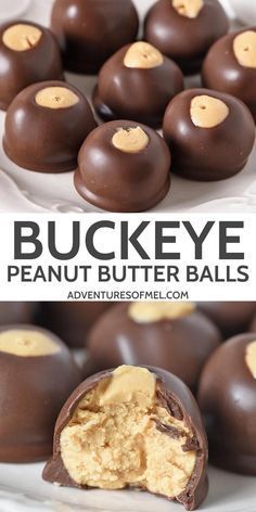 Buckeye Peanut Butter Balls, No Bake Candy, Chocolate Peanut Butter Balls, Buckeyes Recipe, Resepi Biskut, Peanut Butter Balls Recipe, Butter Balls, Candy Recipe, Peanut Butter Desserts