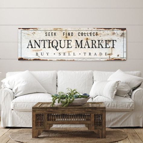 Porch Wall Decor, Market Sign, Old Metal, Antique Signs, Farmhouse Art, Antique Market, Florida Usa, Kitchen Signs, Vintage Metal Signs