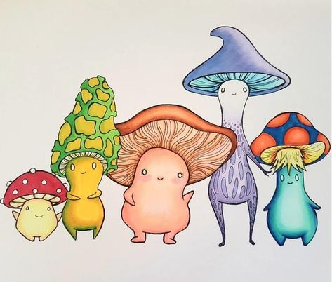 Cartoon Mushroom, Mushroom Drawing, Jungle Art, Creatures Art, Ink Drawings, Mushroom Art, Pen Ink, Art Plastique, Creature Art