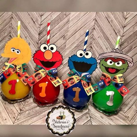 Sesame Street Candy Apples, Elmo Cake Pops, Elmo Snacks, Customized Oreos, Sesame Street Cake Pops, Sesame Street Treats, Sesame Street Birthday Party Ideas Boy, Elmo Birthday Party Boy, Apple Cake Pops