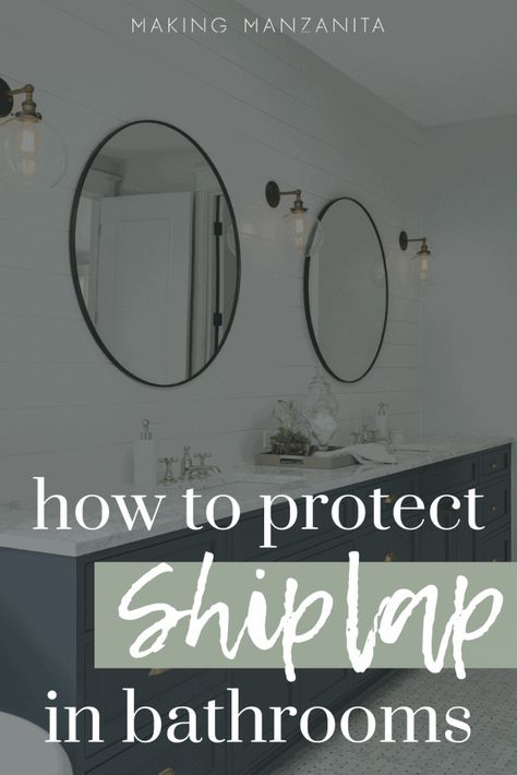 If you are going to install a shiplap bathroom wall or put shiplap in an area where there's moisture, it's important to protect it so that water doesn't penetrate the surface of the wood. It's all about creating a good seal on your wood. #shiplap #shiplapwall #bathroom #bathroomideas Shiplap In Master Bath, Shiplap Tile Bathroom, Bathroom Shiplap Wall, Shiplap In Bathroom, Shiplap Bathroom Ideas, Basement Spa, Bathroom Wall Ideas, Builder Upgrades, Tile Around Bathtub