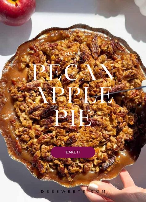 Savor the cozy flavors of fall with this Maple Pecan Apple Pie with Crumble! This delicious pie features a tender apple filling sweetened with maple syrup, topped with a crunchy pecan crumble. It’s the perfect blend of sweet, nutty, and spiced flavors, making it an ideal dessert for holiday gatherings or any autumn day. Easy to make and even easier to enjoy, this pie is sure to impress. Pecan Apple Pie, Green Apple Pie, Oreo Rice Krispie Treats, Apple Pecan Pie, The Best Apple Pie, Pecan Crumble, Pecan Pie Crust, Chocolate Rice Krispie Treats, Best Apple Pie