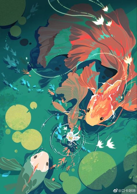 Programming Books, Girls Reading, Koi Fish Drawing, Fish Drawing, Japon Illustration, Dreamy Art, 판타지 아트, Anime Scenery Wallpaper, Fish Art