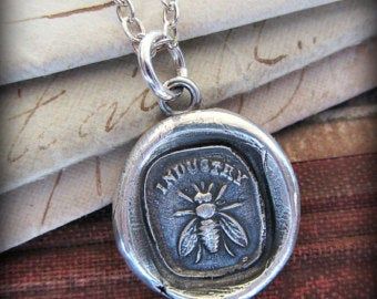 Wax Seal Jewelry by ShannonWestmeyer on Etsy Wax Seal Pendant, Seal Jewelry, Wax Seal Jewelry, Wax Seal Necklace, Bee Wax, Antique Wax, Rings Etsy, Silver Chain Style, Jewelry Pendants