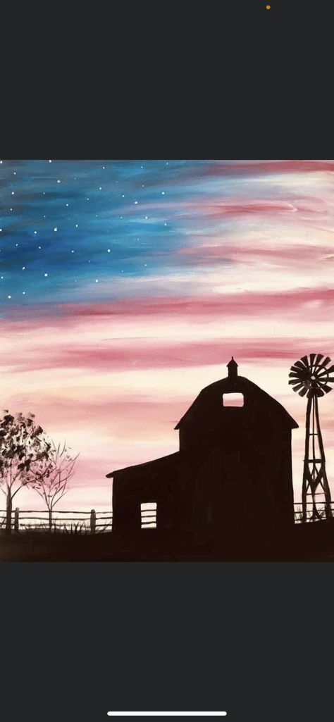 Texas Painting Ideas Easy, Easy Rustic Paintings, Farm Canvas Painting Easy, Country Canvas Painting Ideas, Western Things To Paint On Canvas, Canvas Painting Western, Cowboy Paintings Western Easy, Farmhouse Painting Ideas On Canvas, Simple Country Painting Ideas