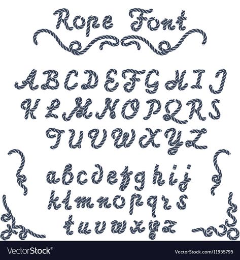 Tattoo Lettering Alphabet Calligraphy, Nautical Fonts, Rope Font, Hand Written Letters, Old English Alphabet, Written Letters, Tattoo Fonts Alphabet, Old Fonts, Typography Tattoo