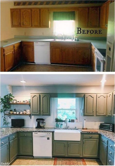 Dated House Makeover, Updating 70s House Kitchen, Painted 70s Kitchen Cabinets, 1960 Home Renovation, Affordable Renovation Ideas, Update 1970s Home, Early 2000s House Remodel, Diy House Renovation Ideas, 60s Home Remodel