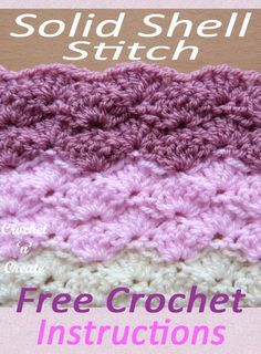 Free crochet stitch tutorial for solid shell stitch, easy close diy design stitches, use for a blanket, shawl, scarf project. Great stitch for beginners. #crochetncreate #crochetstitch #crochettutorial #crochet #crochetlearning #howto #crochetpattern #freecrochetpattern #easypattern #freepattern #forbeginners #diy #crafts Crochet Shell Blanket, Crochet Shell Pattern, Picot Crochet, Shell Crochet, Crochet Beginners, Stitches Design, Crochet Stitch Tutorial, Crochet Shell, Crochet Afghan Patterns Free