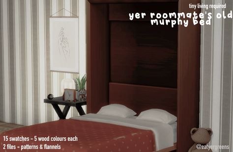 Murphy Sims 4 Cc, Sims 4 Murphy Bed, Sims 4 Beds Maxis Match, Sims 4 Murphy Bed Cc, Sims 4 Cc Furniture Bed Covers, Sims 2 Bedding, Sims 4 Beds, Hidden Bed, Ts4 Mods