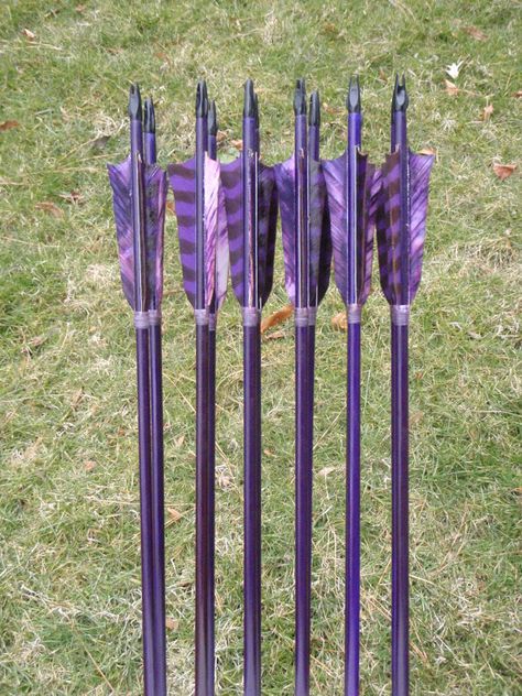 purple hunting arrow | Deep Purple archery arrows, 40-45lb, dozen traditional wood archery ... Arrows Archery, Archery Aesthetic, Mounted Archery, Archery Range, Archery Girl, Hunting Arrows, Archery Set, Crossbow Hunting, Archery Arrows