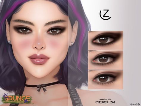 The Sims Resource - GRUNGE EYELINER Z61 Sims 4 Cc Punk Makeup, Sims 4 Smokey Eyeliner, Sims 4 Cc Eyeliner Egirl, Sims 4 Grunge Makeup, Sims 4 Cc Goth Eyeliner, Sims 4 Goth Eyeliner, Grunge Sims 4 Cc Hair, Sims 4 Cc Goth Makeup, Sims 4 Goth Makeup