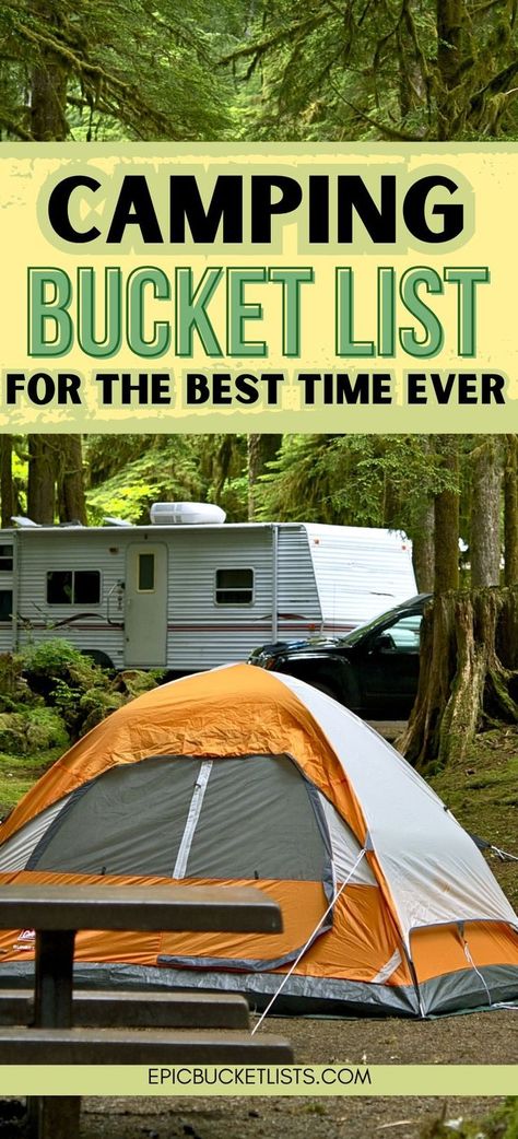 camping bucket list Stuff To Do While Camping, Fun Things To Do While Camping, Things To Do While Camping, Fun Camping Activities, Camping Bucket List, Things To Do Camping, Yurt Camping, Romantic Camping, Campfire Stories