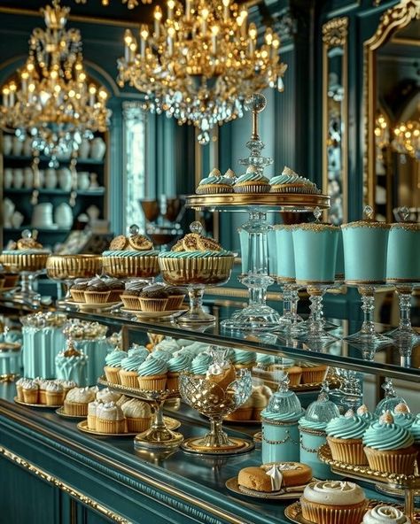 French Chateau Homes, Patisserie Design, Bakery Shop Design, Fancy Shop, Golden Sparkle, Bakery Design Interior, French Patisserie, French Country Kitchens, Gourmet Treats