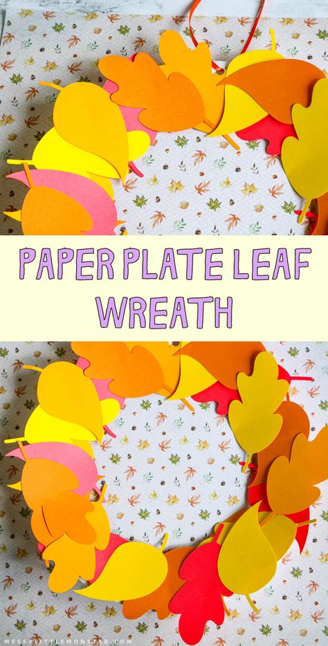 Paper Wreath Fall, Leaf Crafts For Kids, Kids Craft Activities, Autumn Preschool, Fall Leaf Wreath, Fall Paper Crafts, Thanksgiving Tree, Easy Fall Wreaths, Fall Leaf Wreaths