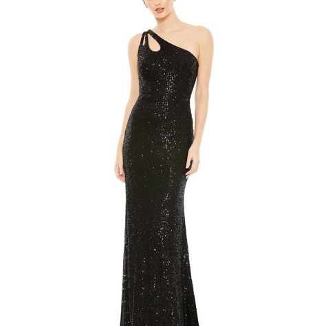 Nwt Ieena Mac Duggal Black Sequin Strappy One Shoulder Column Gown, Size 8 Ieena For Mac Duggal Sequined Mesh Overlay; 100% Polyester Lining Fully Lined Through Body Asymmetrical One Shoulder Neckline Sleeveless Cutouts Featured At Shoulder Concealed Back Zipper Approx. 62.5" From Top Of Shoulder To Bottom Hem Available In Black Style #42029 Approx. Measurements When Laying Flat: Pit To Pit: 18” Nwt - No Flaws From A Smoke Free, Pet Friendly Home Gown Has Mac Duggal Return Label With Directions Emerald Bridesmaid Dresses, Black Tie Wedding Guests, Gold Bridesmaid Dresses, Colorful Dresses Formal, Formal Dresses With Sleeves, Plus Size Cocktail Dresses, Homecoming Dresses Long, Dusty Rose Dress, Plus Size Formal Dresses