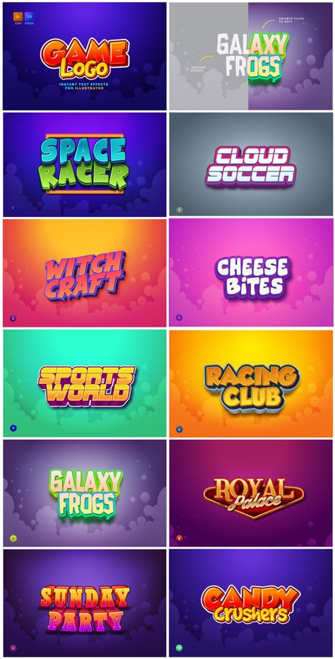 Game Logo Effect for Illustrator on Behance Server Icon, Video Game Logos, Game Font, Minecraft Server, Game Logo Design, Game Ui Design, Slot Machines, Title Design, Logo Text