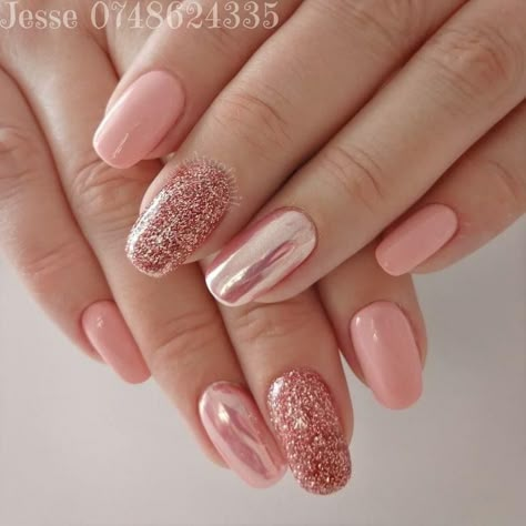 Acrylic Nails Glitter, Rose Gold Nails Design, Glitter Nails Acrylic, Peach Nails, Pointy Nails, Polish Nails, Rose Gold Nails, Nails Glitter, Nail Idea