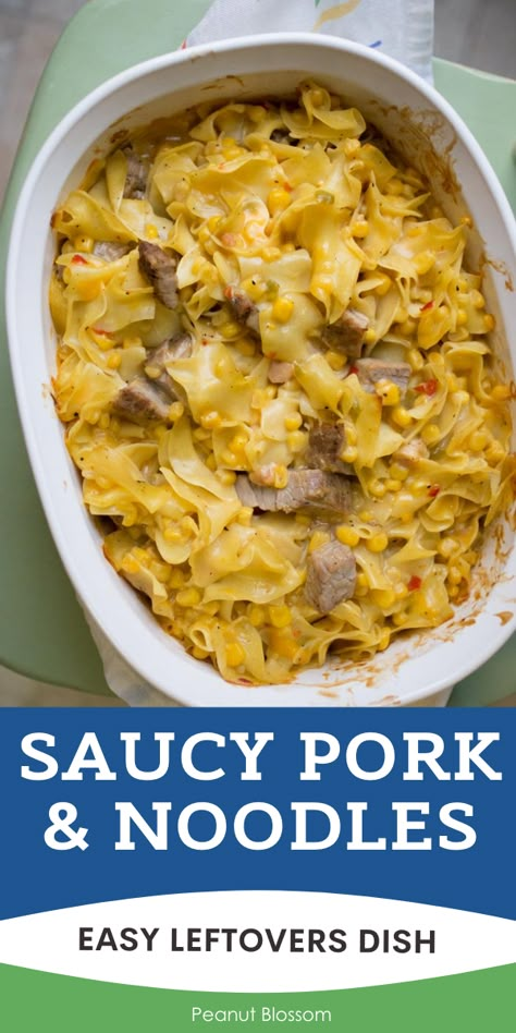 Leftover Pork Roast Recipes, Pork And Noodles, Leftover Pork Loin Recipes, Pork Casserole Recipes, Cheesy Noodles, Leftover Pork Recipes, Creamy Noodles, Older Than Dirt, Leftover Pork Tenderloin