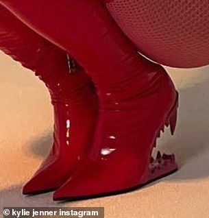 Teeth Heels, Fang Heels, Fitted Red Open Toe Boots, Weird Heels, Cat Heels, Luxury Red High Heel Boots, Red Knee-high Party Boots, Net Suit, Pink Leotard