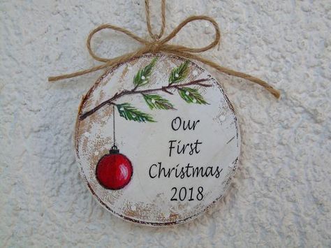 First Christmas Together Ornament, Our First Christmas Ornament, Special Christmas Gift, Baby's First Christmas Ornament, Painted Christmas Ornaments, Our First Christmas, Wood Christmas Ornaments, Wooden Christmas Ornaments, Painted Ornaments